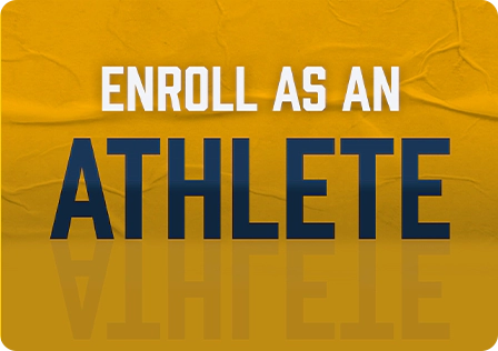 A yellow background with the words enroll as an athlete written in white.